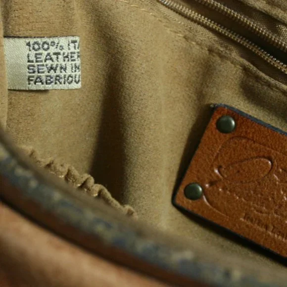 Patricia Nash Brown Italian Pebble Leather Crossbody Saddle Bag w/ Rivets VGC - Picture 13 of 14